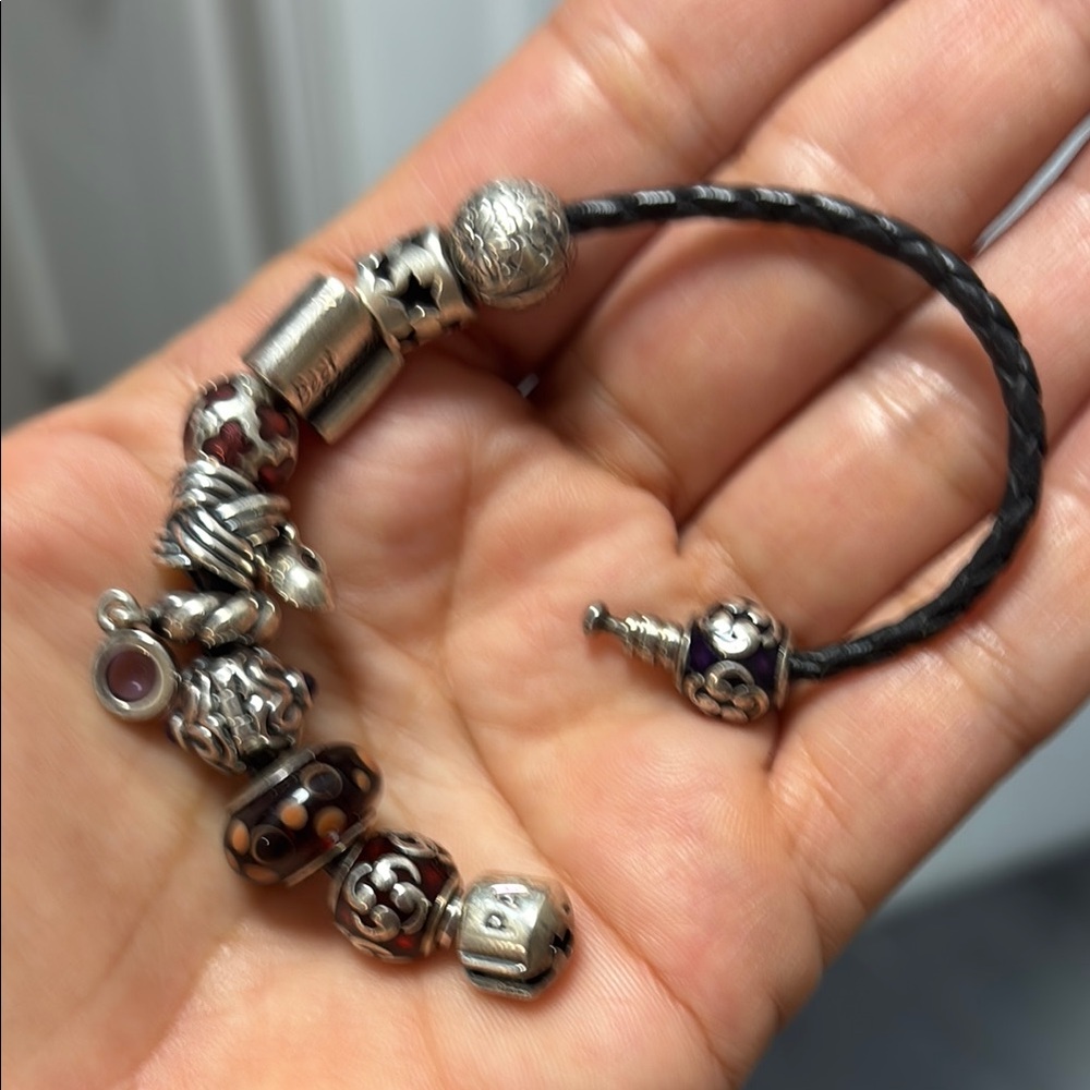 Silver and Black Charm Bracelet